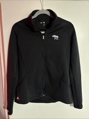 adidas Black Ribbed Full-Zip Women's athletic Torrey Pines golf jacket. Size M